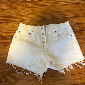 Agolde Parker White Denim Shorts